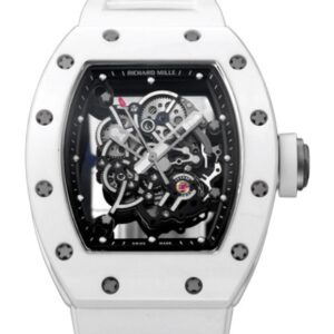 리차드밀 RM055 43mm White Ceramic White Rubber Strap Black Skeletonized Dial[BBR]