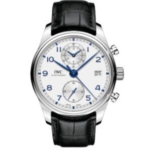 IWC 포르투기즈 Chronograph 42mm IW390302 Steel Leather Strap Arabic Numerals Silver Dial[APS]