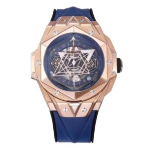 위블로 빅뱅 Sang Bleu II 45mm 418.OX.2001.RX.MXM20 Rose Gold Blue Rubber Strap Blue Skeletonized Dial[BBF]