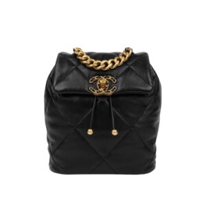 [프리미엄/해외배송]샤넬 19 백팩(블랙/금장/램스킨)