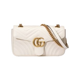 [프리미엄/해외배송]구찌 GG 마몽 마틀라세 스몰 숄더백(화이트/금장)