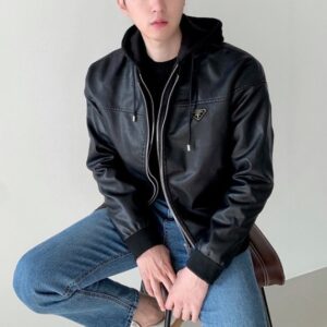 [국내배송]프라다 디태처블 후드 레더 자켓