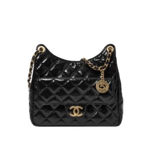 [프리미엄/해외배송]샤넬 넘버5 팬던트 호보백 미디엄(블랙/금장/크럼플드 카프스킨)