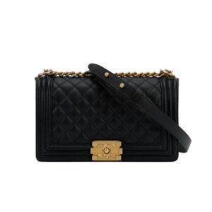 [프리미엄/해외배송]샤넬 보이백 미디엄(블랙/금장/캐비어)