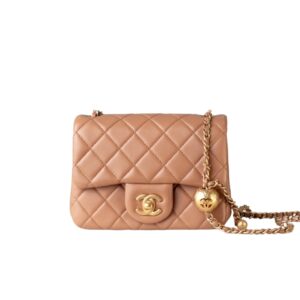 [프리미엄/해외배송]샤넬 클래식 골드볼 쁘띠삭 플랩 백(브라운/금장/램스킨)