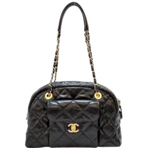 [프리미엄/해외배송]샤넬 포켓 체인 볼링 백 라지(블랙/금장/카프스킨)